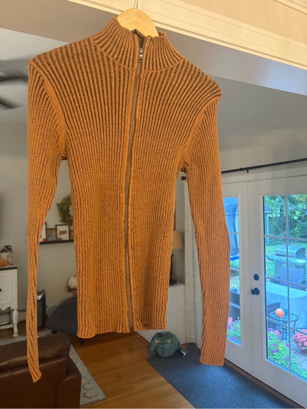 ASOS Ribbed Zip-Front Turtleneck Sweater in Camel Brown great condition